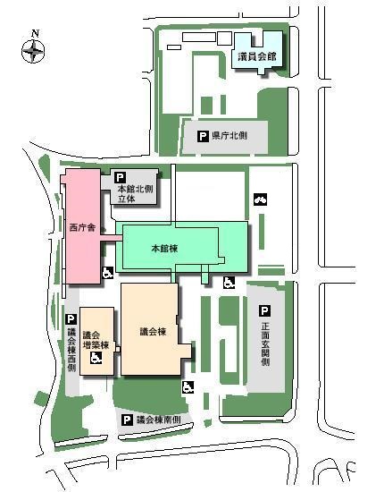 県庁舎及び駐車場配置図