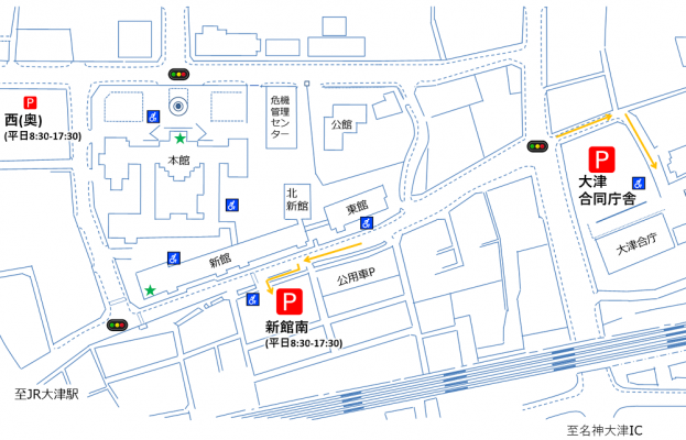 滋賀県庁舎来庁者用駐車場案内図